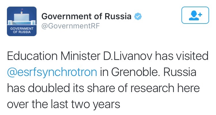 Tweet from Government of Russia