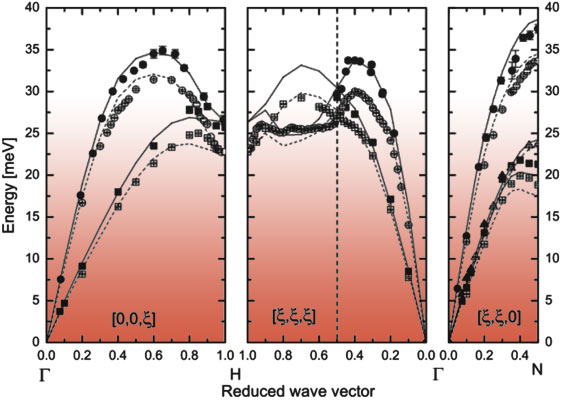 Phonon dispersions in molybdenum at high pressure.